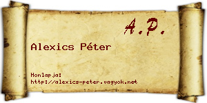 Alexics Péter névjegykártya
